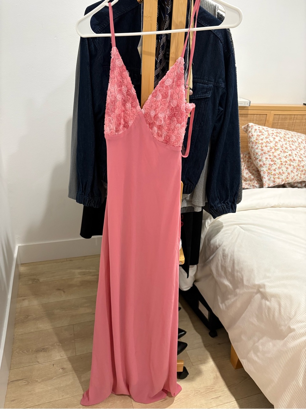 wild fable Pink Lace-Top Slip Dress